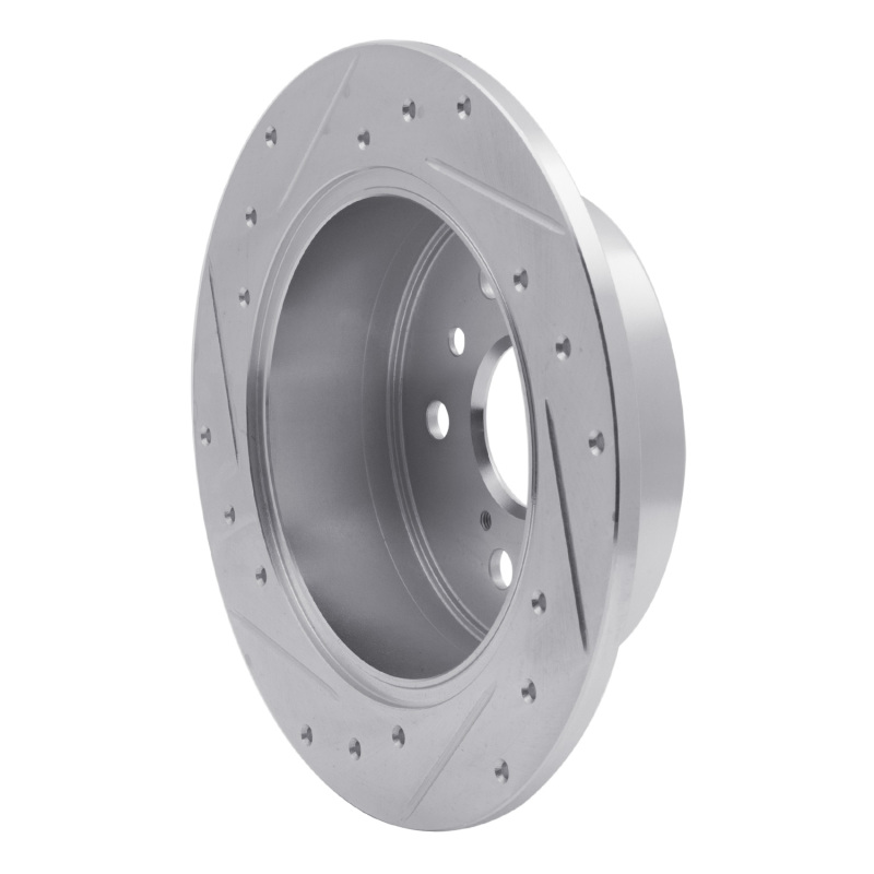 Lexus ES300H Brake Rotor (1) - Rear Right - R1 Concepts - Drilled & Slotted - Silver - `12-`18